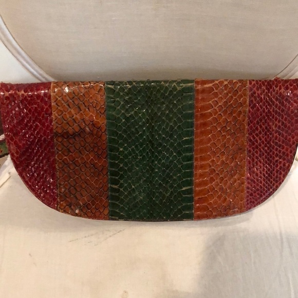 Handbags - Vintage Multicolor Reptile Clutch